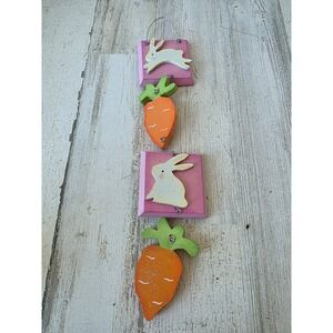 Wooden Easter Bunny hanging carrot sign decor spring glitter sparkle rabbit